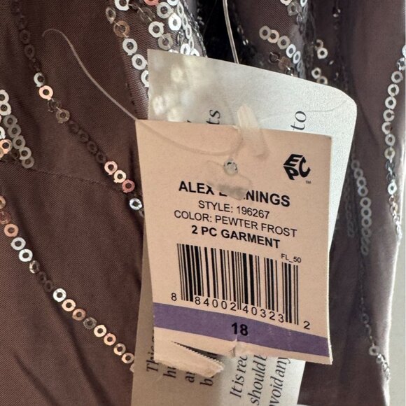 Alex Evenings Women’s Jacket Size 18 Pewter Frost Sequin 2PC Polyester Blazer - Picture 4 of 8